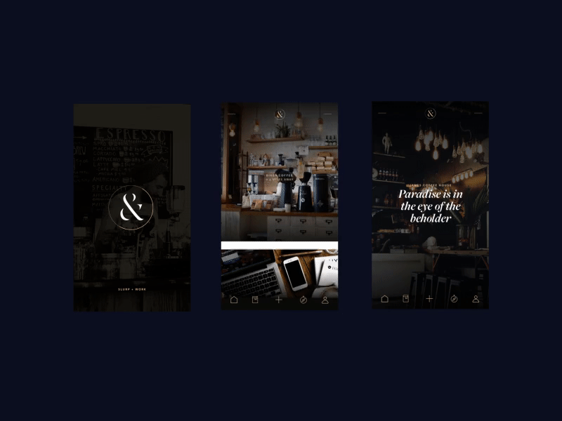 Coffee App — Animation animation coffee icons instagram like logo photography scroll splash screen typography ui design ux design
