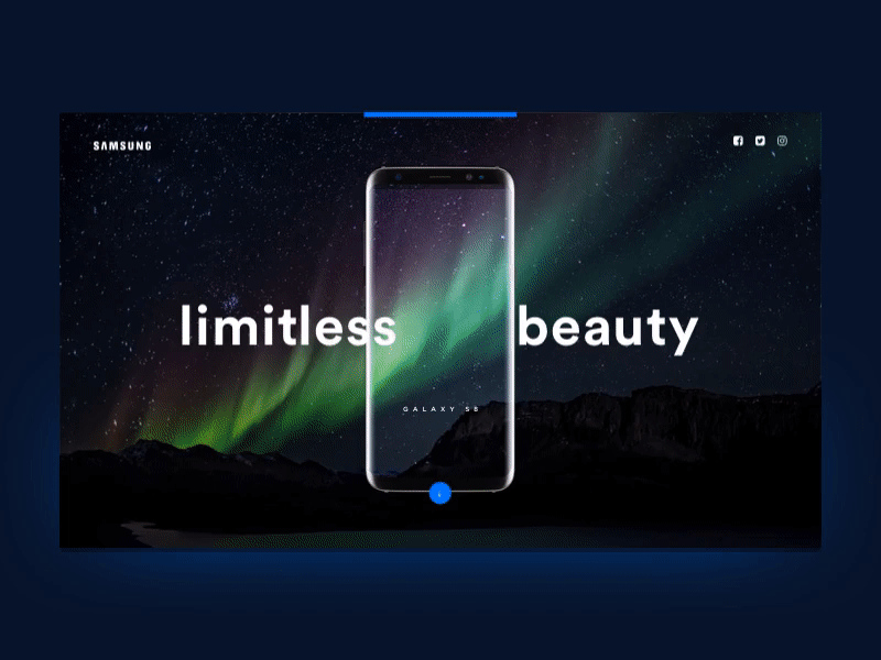 Samsung — Limitless Beauty — Landing Page animation buttons camera city flat design gif landing page photography samsung share typography ui
