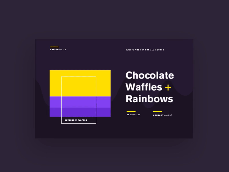 ChocoWaffle — Landing Page — Animation animation button chocolate colour flat design gif landing page lines typography ui ux waffle