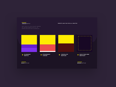 Waffles — Minimal Colour Selector button chocolate colour create flat design gif landing page lines typography ui ux waffle