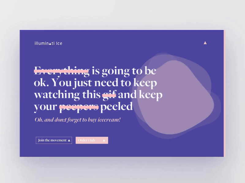 Illuminati Ice 002 — Landing page animation circles flat design food gif ice cream landing page logo pink type ui ux