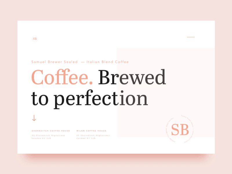 Coffee. Digital Experience arrow coffee design eccomerce menu pastel pink shop type typography ui ux