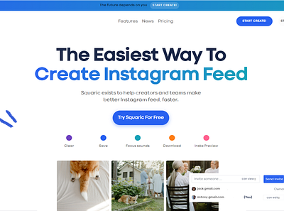 Squaric app beauty design feed instagram landing laravel programming react ux