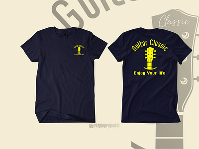 Blue Navy T-shirt Guitar Classic