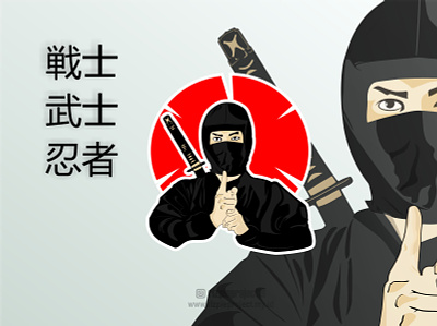 Ninja Logo Black Red animation banner branding design graphic design illustration logo promotion ui vector