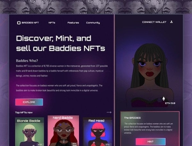 Baddies NFT marketplace 3d branding crypto cryptocurrency design ios nft produc design ui uiux