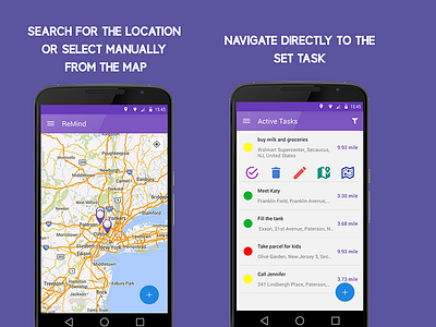 Remind On-the-Go android android app gps map material material design mobile app navigation reminder task ui ux