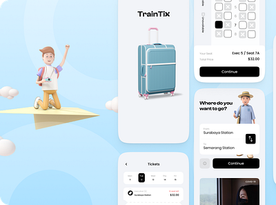 TrainTix Mobile App design illustration ui