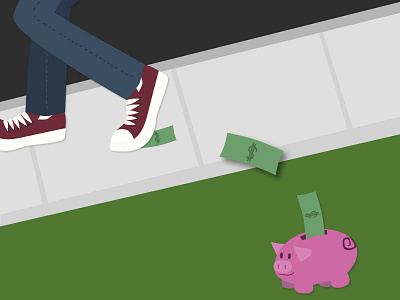 Walkin Pig chuck taylors cute illustration money pig piggy bank shoes walking