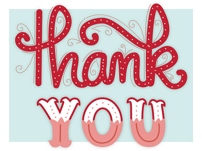 Thank You Card hand lettering red thank you typography