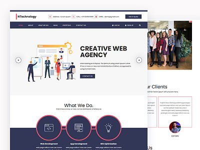 Ntechnology bootstrap css html5 it services responsive seo smm template ui ux web agency