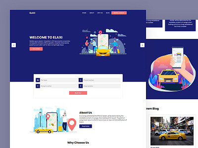 Elaxi bootstrap css food delivery html5 responsive taxi template transportation network