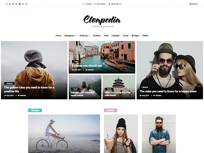 Cloapedia colorful css html html5 lifestyle magazine personal responsive retina