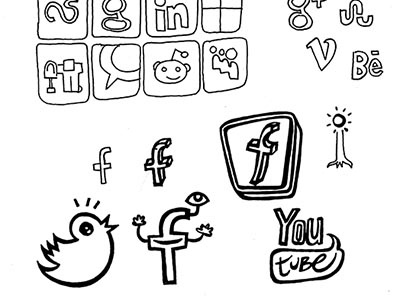Study of icons Social Network drawing facebook network social twitter youtube