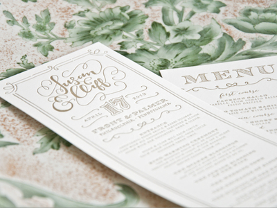 Front & Center hand drawn type lettering letterpress menu philadelphia program stationery wedding