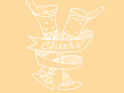 Cheers app banner champagne cheers hand drawn type illustration lettering toast wedding
