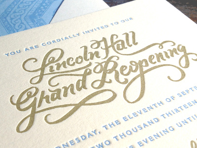 Cordially Invited ballroom chandelier hand drawn type illustration invitation lettering letterpress party philadelphia script swashery union league