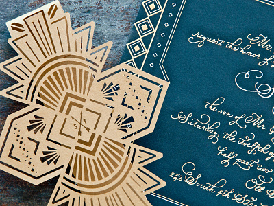 (Belly) Band of Gold deco engraving hand drawn type invitation laser cut lettering stationery swashery wedding