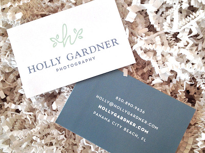 Holly Gardner Biz Cards branding business cards lettering logo photography script