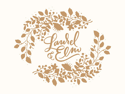 Laurel & Elm branding identity leaves lettering logo script swashery wreath