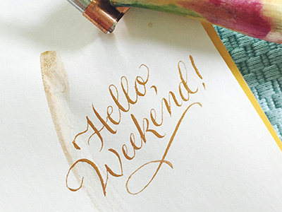 Join the party! gold pointed pen script swashery weekend