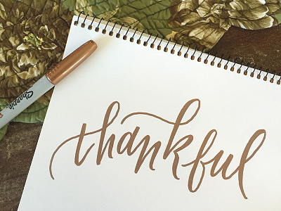 Thankful gratitude handlettering lettering script swashery thanksgiving
