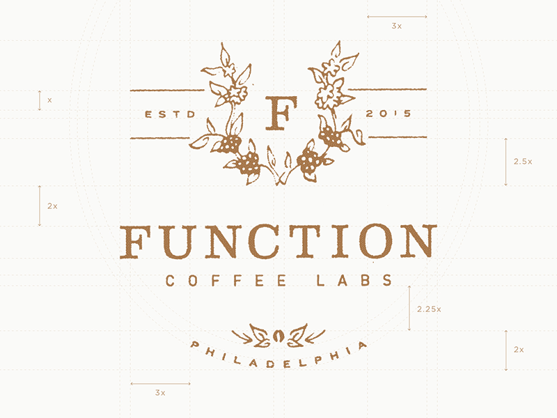 Function Coffee Labs badge branding coffee f gif identity illustration logo mark monogram shield