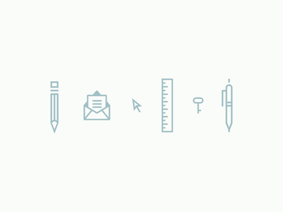 Icons, She Wrote arrow branding envelope icons identity key mail pen pencil ruler