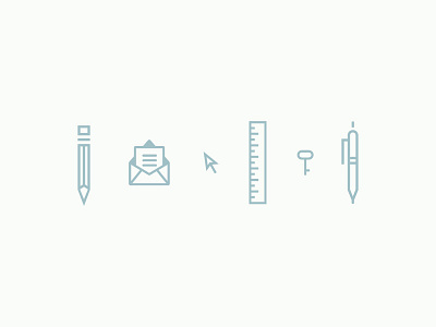 Icons, She Wrote arrow branding envelope icons identity key mail pen pencil ruler