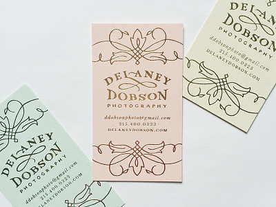 Delaney Dobson Business Cards branding business cards flourish foil handlettering identity lettering ligatures logo logotype script swashery
