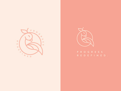 Progress Redefined. badge bird branding food fruit icon identity logo mark orange quail wellness