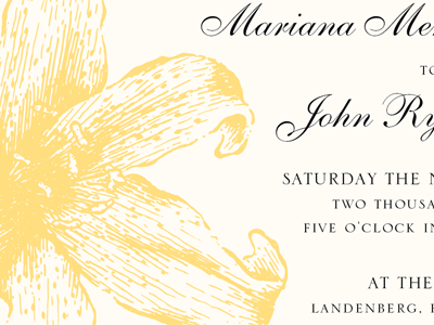 Lily flower illustration invitation wedding