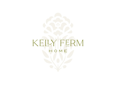 Kelly Ferm Home Logo botanical branding floral flower identity ligatures logo logotype mark olive branch peony timeless