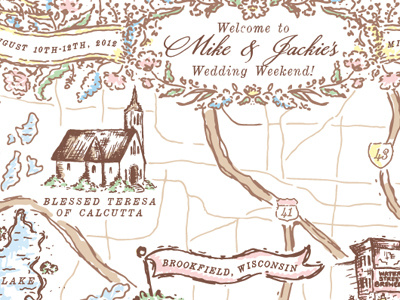 There's a Map for That floral illustration map milwaukee the good land wedding wisconsin