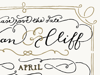 Off to the Presses hand drawn type invitation lettering save the date stationery swashes wedding