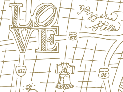 Maps on Maps on Maps hand drawn type illustration letterpress love map philadelphia stationery wedding