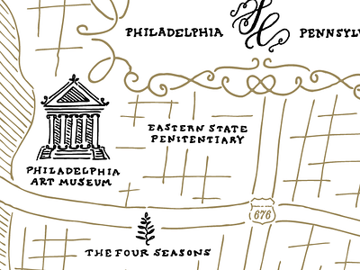 The City of Bromance illustration letterpress love map philadelphia stationery wedding