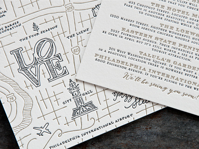 Be Seein' Ya Soonly illustration letterpress map stationery wedding