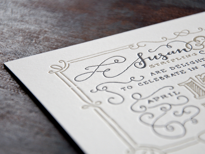 Delighted to Celebrate illustration invitation letterpress stationery swashery wedding