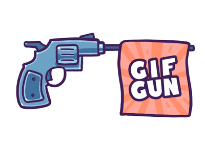 Rejected logo for GifGun cartoon gif goose gun logo