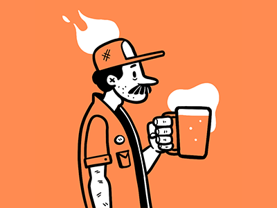 Beer and Fire animation beer fire flame foam gif man moustache trucker