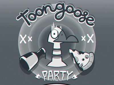 Toongoose party animation beer drawing fire goose pizza vintage