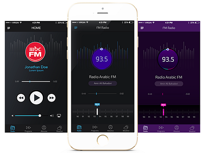 Music App for iOS app design flat fm app interface ios iphone iphone app music radio fm ui ux