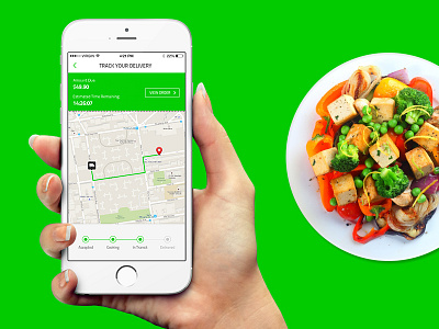 Dribbble Shot android app flat design food app iphone app mobile app mobile ui restaurant app track your delivery tracking app uiux design
