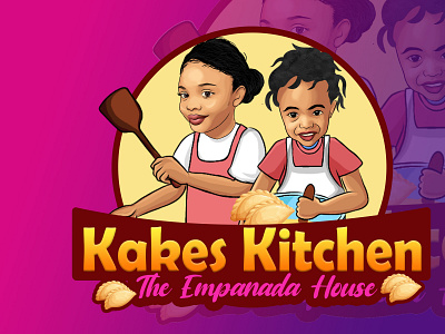 Kakes Kitchen logo avatar branding business cartoon cartoon portrait design empanadas illustration kitchen mascotlogo portrait restaurants vector