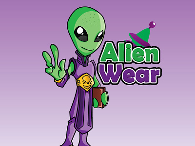 Alien Wear Mascot logo branding cartoon logo illustration kingfash logo design mascot logo vector