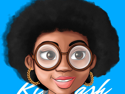 Afro hair, Big Glasses and a nice smile cartoon cartoonportrait design digitalart illustration kingfash portrait vector