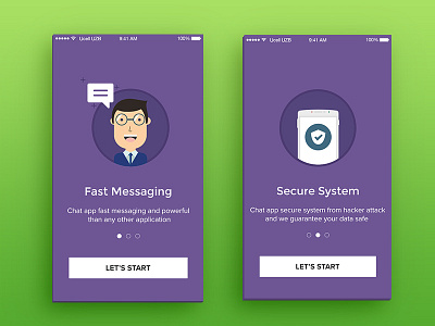 Onboarding Chat App app chat illustrations interface ios. iphone mobile design onboarding ui ux