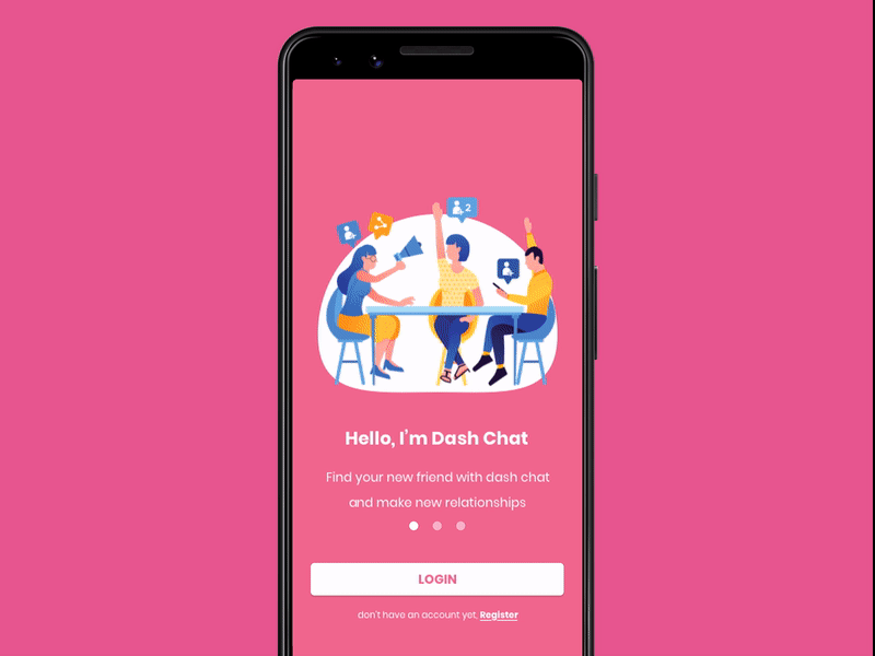 Dash Chat UI Kit android chat chatdesign design free freebies illustration mobile design onboarding onboarding screen ui ux