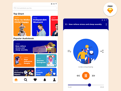 Audiobook UI app audibook audiobooks clean design free freebies interface mobile design productdesign ui uidesign ux uxdesign